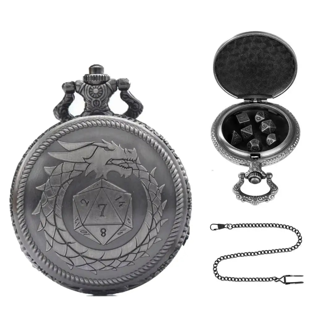 Brass DND Dice Case Vintage Cthulhu Pocket Watch One Eyed Octopus Pocket Watch Style Case