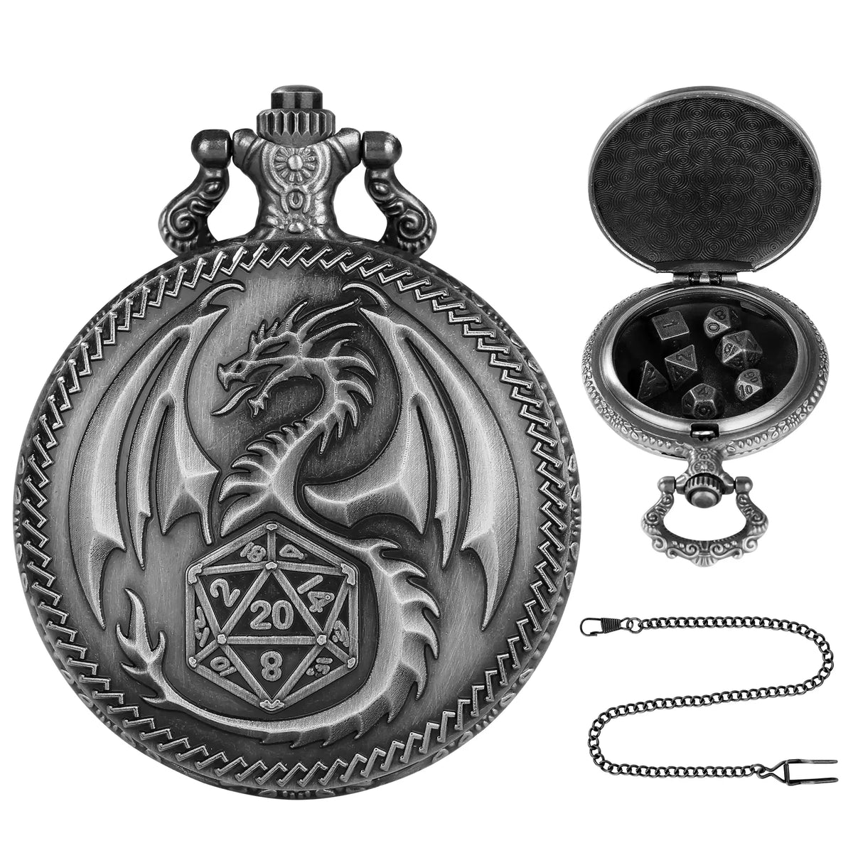 Brass DND Dice Case Vintage Cthulhu Pocket Watch One Eyed Octopus Pocket Watch Style Case