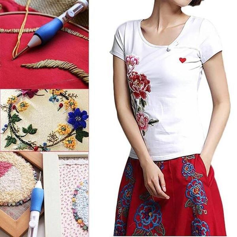 Embroidery Punch Needle Kit Stitching Tool Set Embroidery Needle Pen Tool for DIY Craft