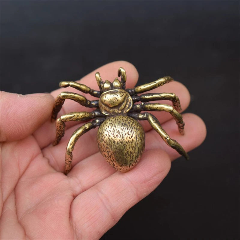 Copper Funnel Web Spider Figurine Tea Pet