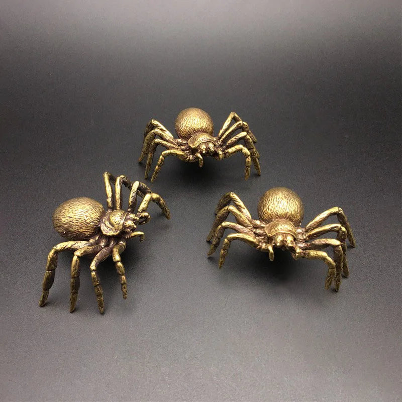 Copper Funnel Web Spider Figurine Tea Pet