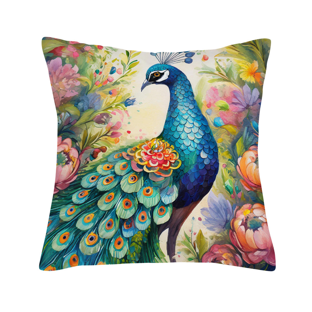 Garden Peacock Cushion Cover
