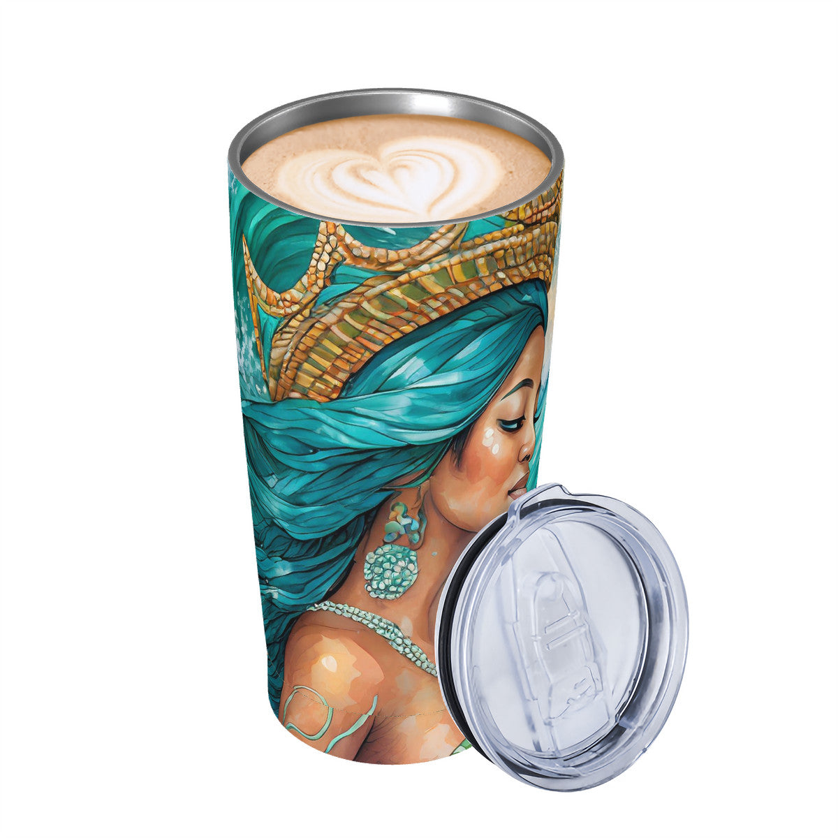 Teal Depths Mermaid 20oz Stainless Steel Straw Lid Cup