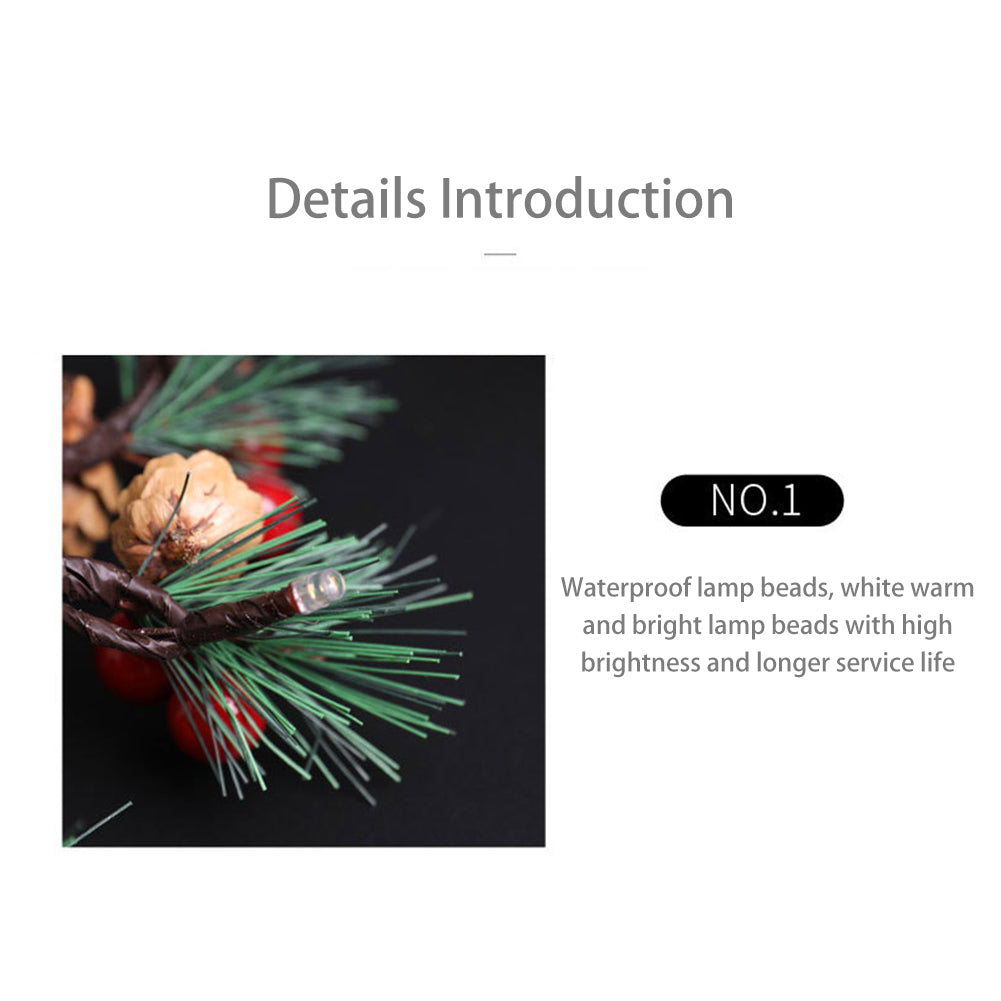 Pinecones Red Berries Garland Christmas Led String Lights