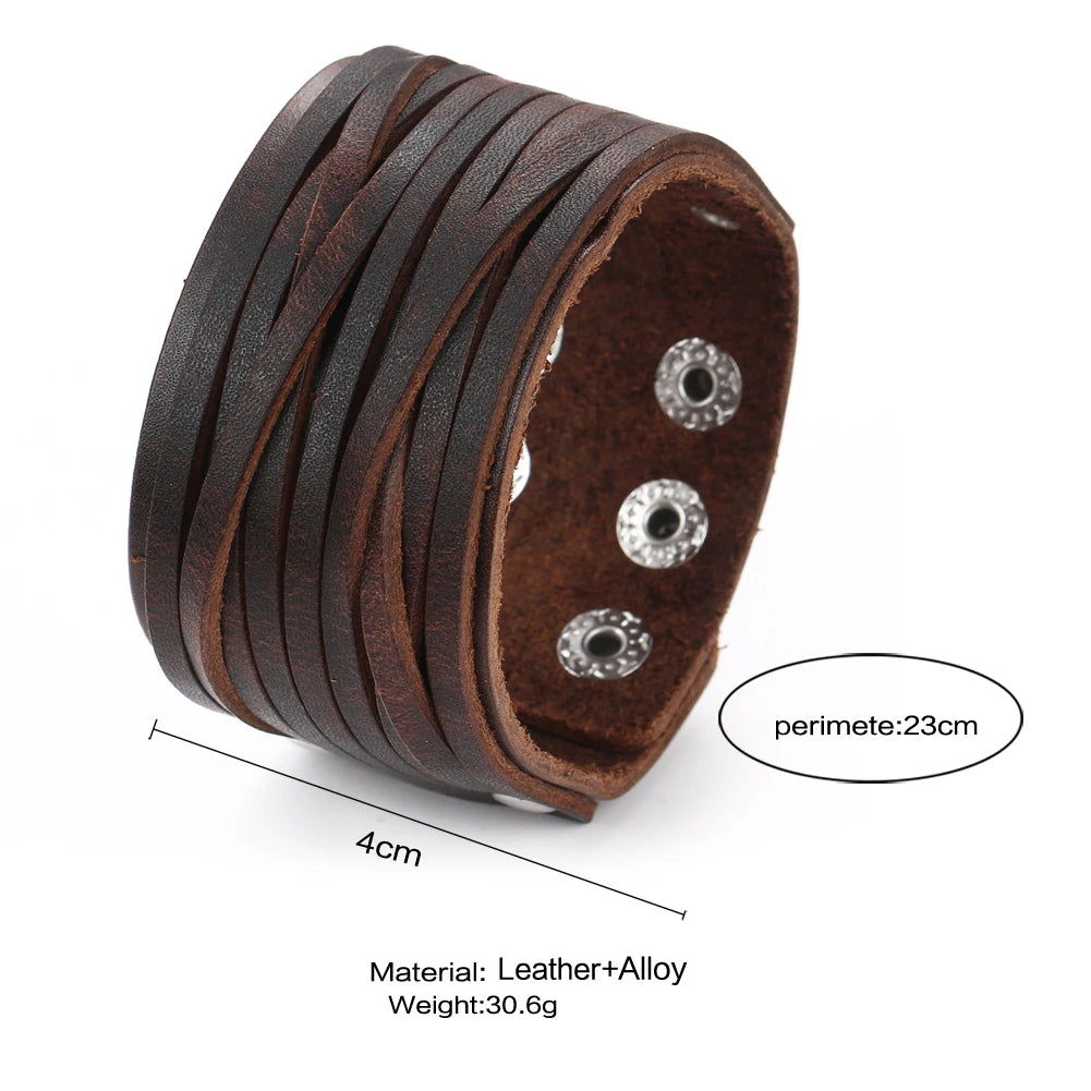 Handmade Genuine Leather Wide Cuff Bracelet