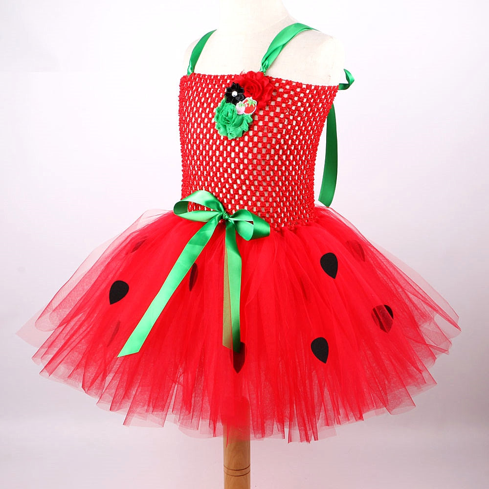 Red Sweet Strawberry Tutu Dress Halloween Costumes