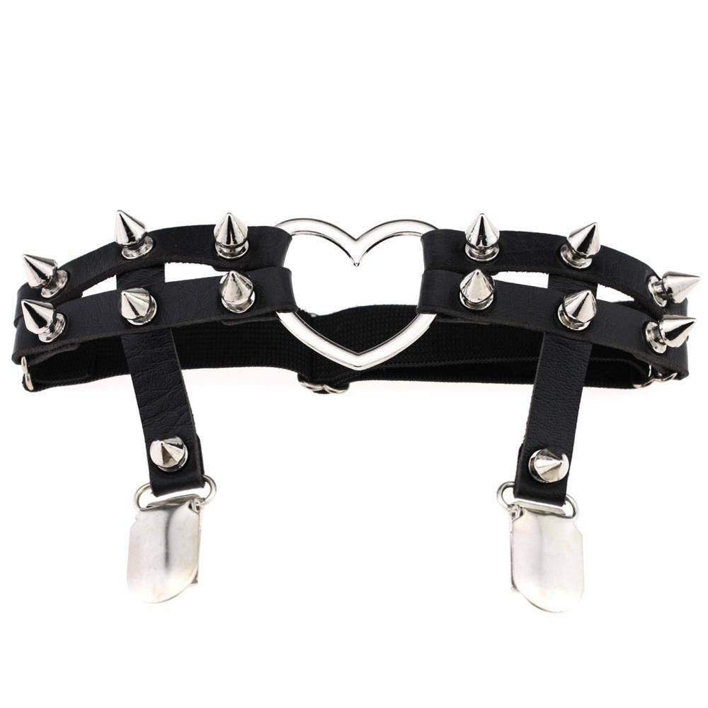 Studded Heart Thigh Garter
