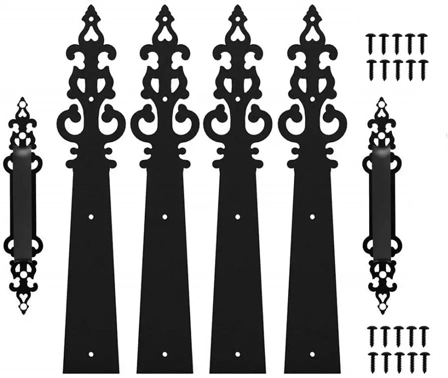 Steel Door Hardware Kit Decorative Carriage House Mounted Hinges Handles