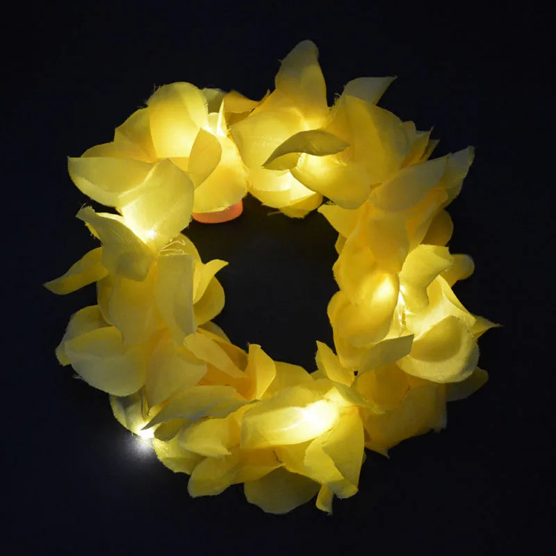 LED Light Up Hawaiian Lei Flower Crown Wreath