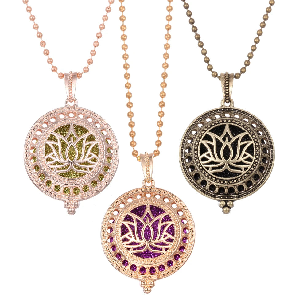 Aromatherapy Locket Necklaces Essential Oil Perfume Aroma Diffuser Necklace