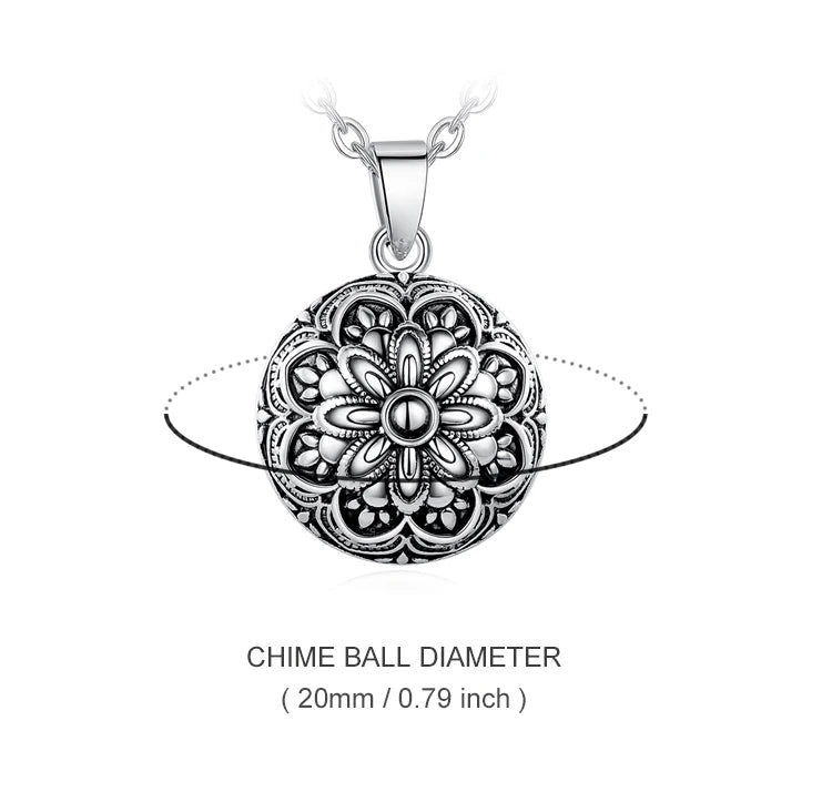 Flower Harmony Sound Chime Ball Mexican Bola Pendant Necklace