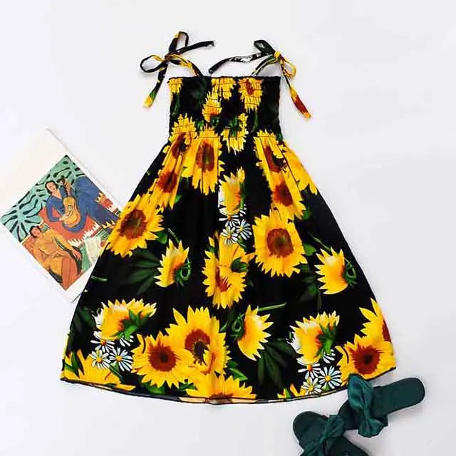 Summer Boho Girls Beach Dress 2 - 12 Years With Necklace Gift