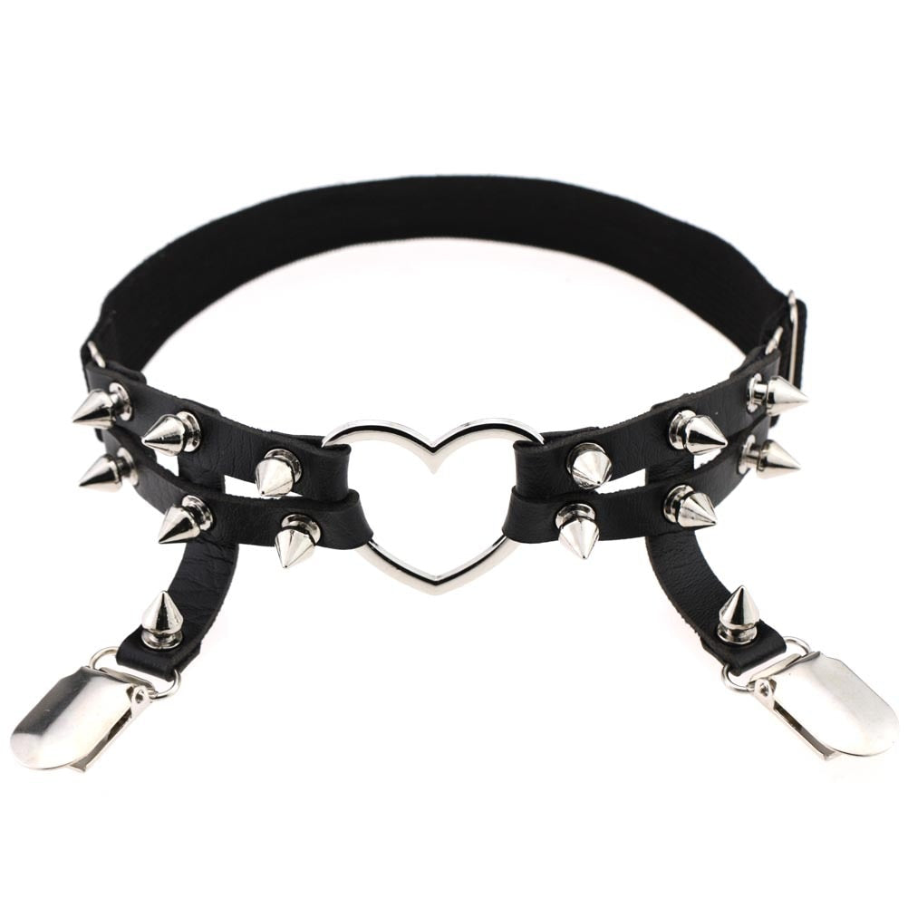 Studded Heart Thigh Garter
