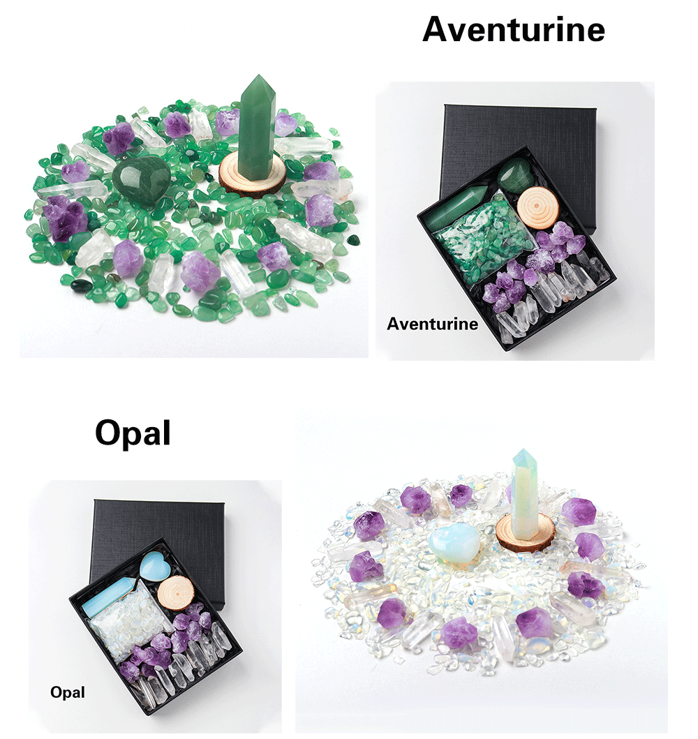 Natural Crystal Gift Sets Amethyst Clear Quartz Rose Quartz Gifts Box