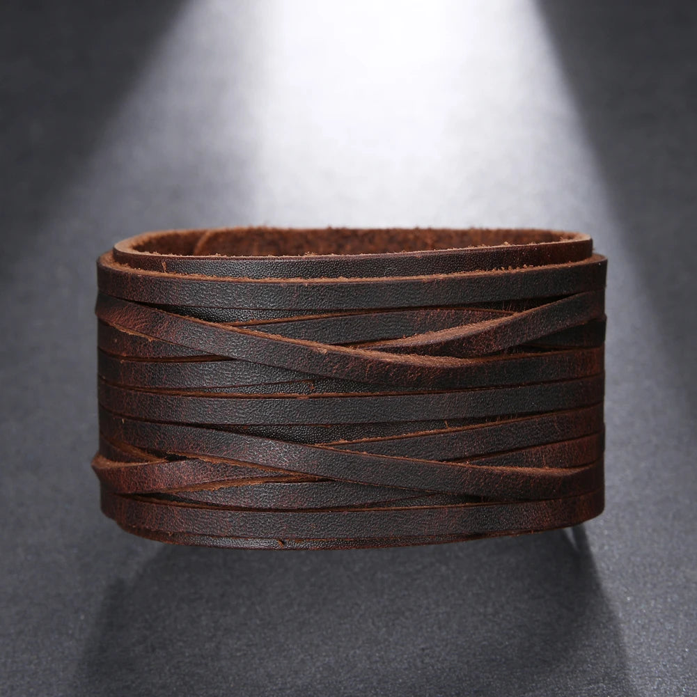 Handmade Genuine Leather Wide Cuff Bracelet