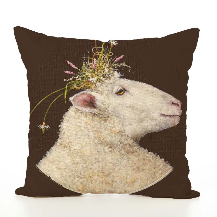 Spring Frolic Decorative Cushion Covers Squirrel Bird Bear Fox Printed Cotton Linen Pillowcase