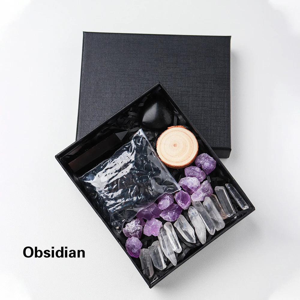 Natural Crystal Gift Sets Amethyst Clear Quartz Rose Quartz Gifts Box