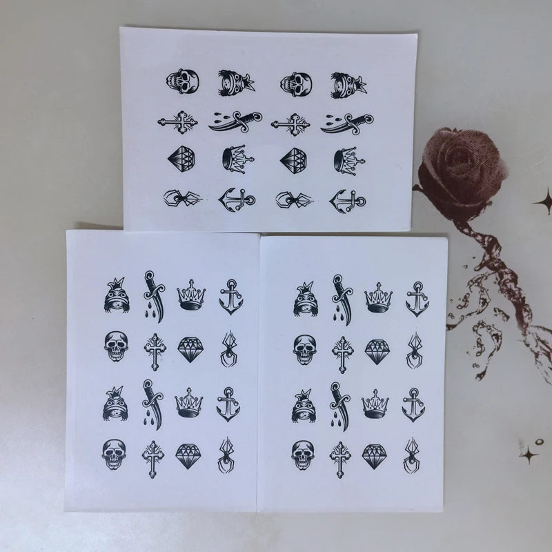 Finger Small Temporary Tattoos Cross Diamond Spider Crown Art