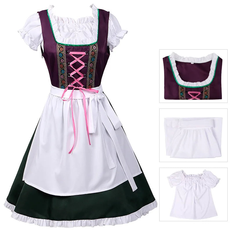 Oktoberfest Costume Dress Women Germany Beer Maid Tavern Waitress Cosplay