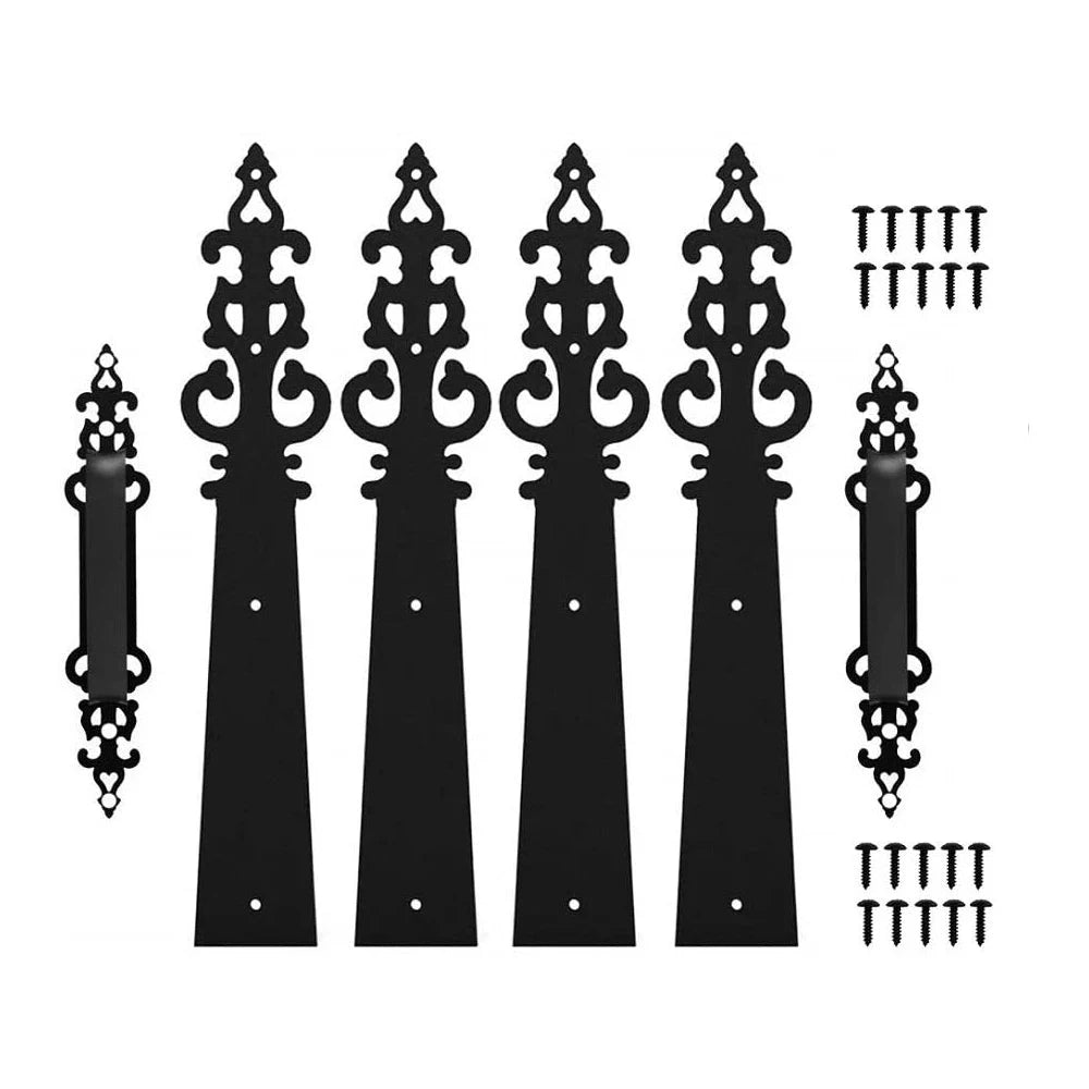 Steel Door Hardware Kit Decorative Carriage House Mounted Hinges Handles
