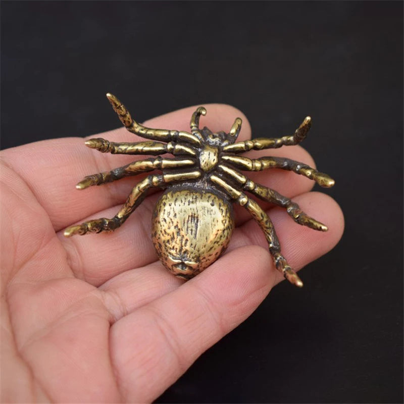 Copper Funnel Web Spider Figurine Tea Pet