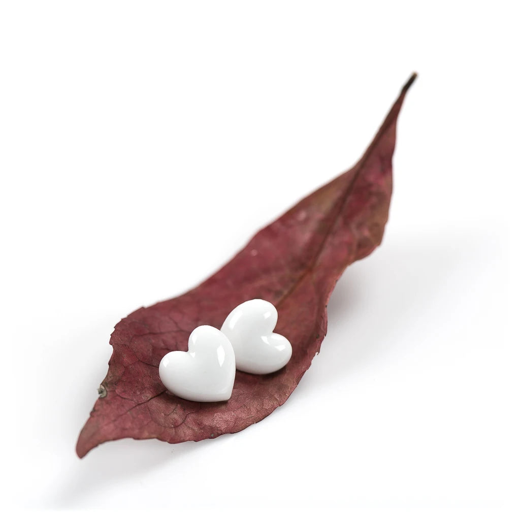 Ceramic Love Heart Stud Earrings 9 Colours