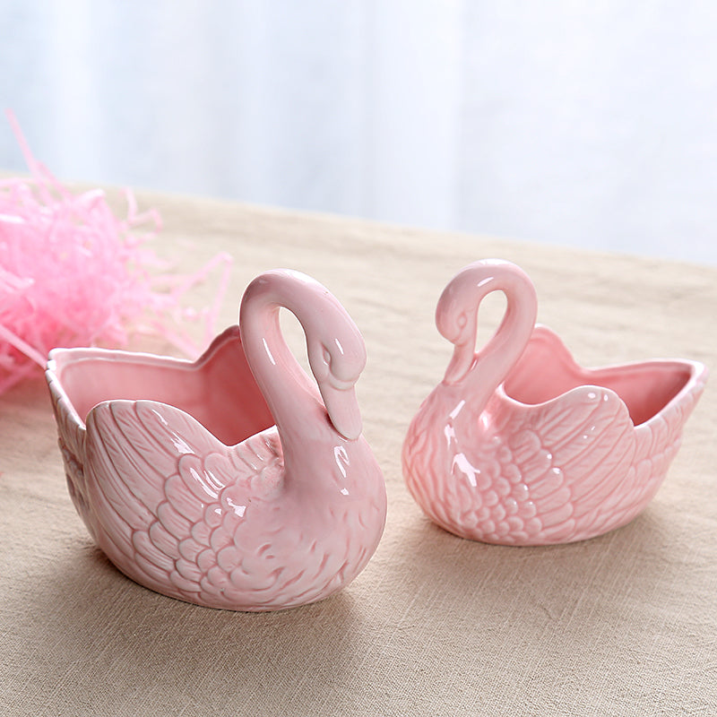 Swan Ceramic Flower Pots Home Decoration Storage Ornaments