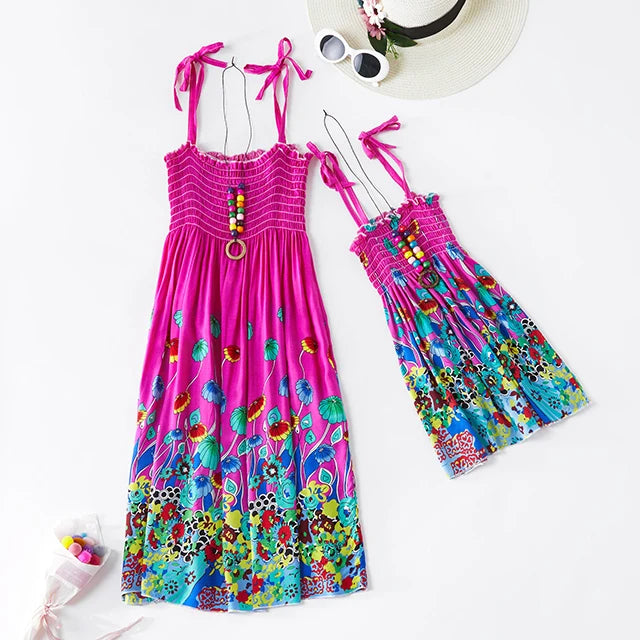 Mother and Daughter Matching Boho Beach Sundresses Summer Dresses