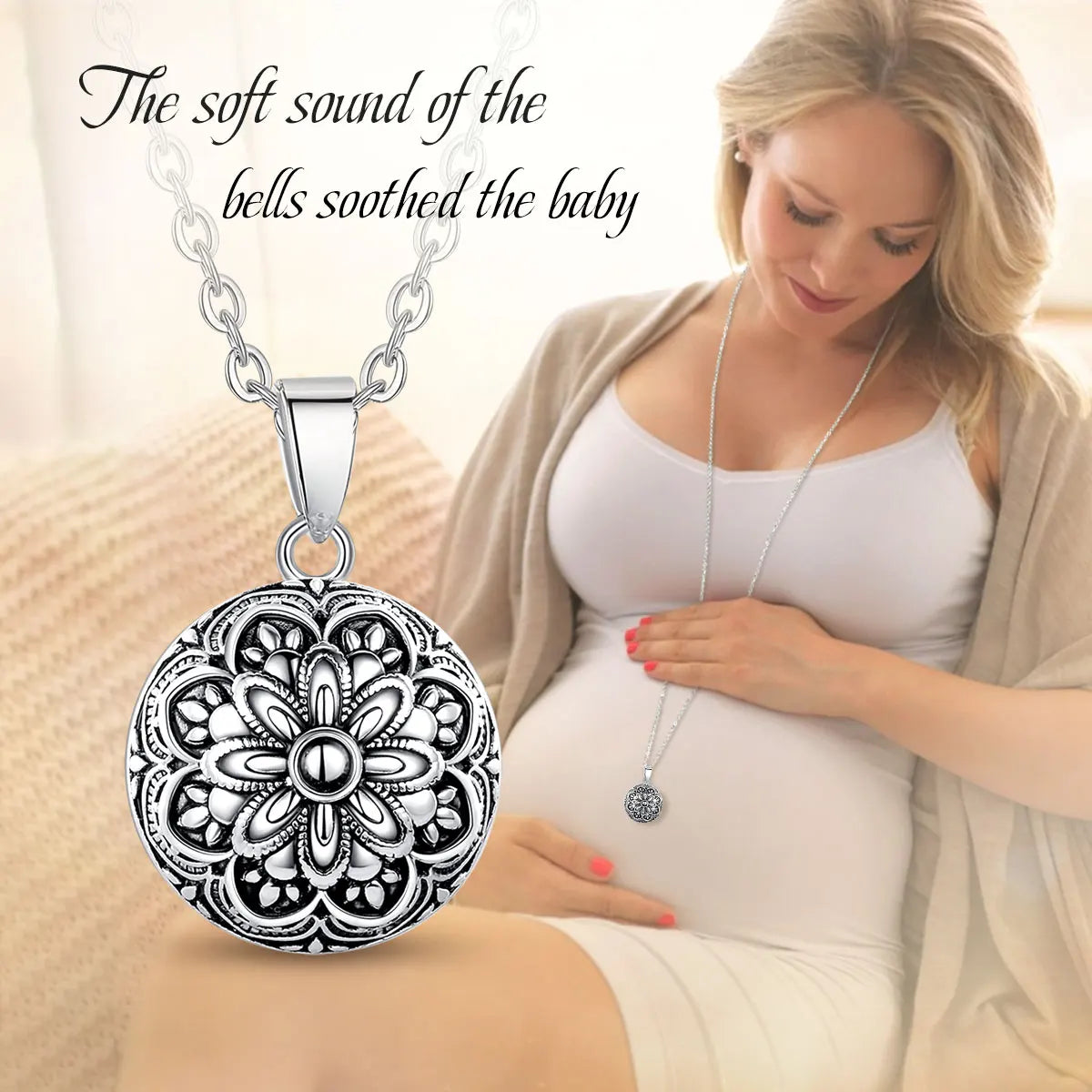 Flower Harmony Sound Chime Ball Mexican Bola Pendant Necklace