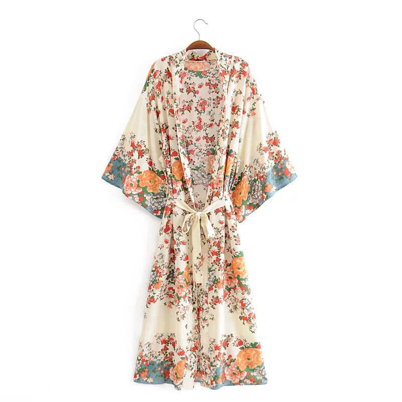 Annie's Floral Print Long Kimono