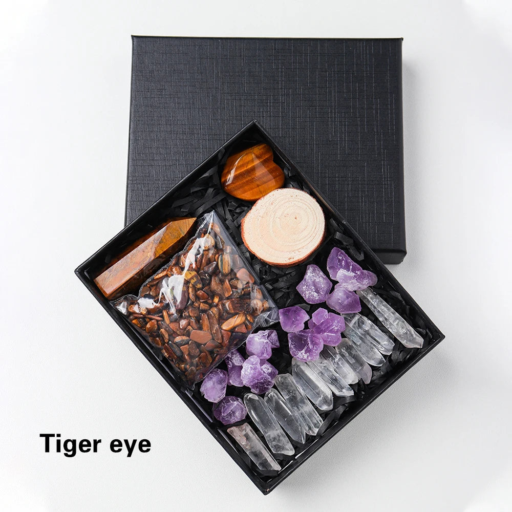 Natural Crystal Gift Sets Amethyst Clear Quartz Rose Quartz Gifts Box