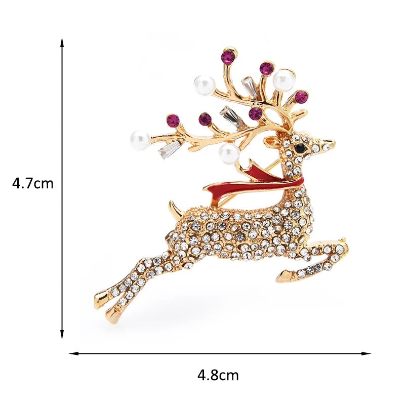 Leaping Christmas Deer Brooch