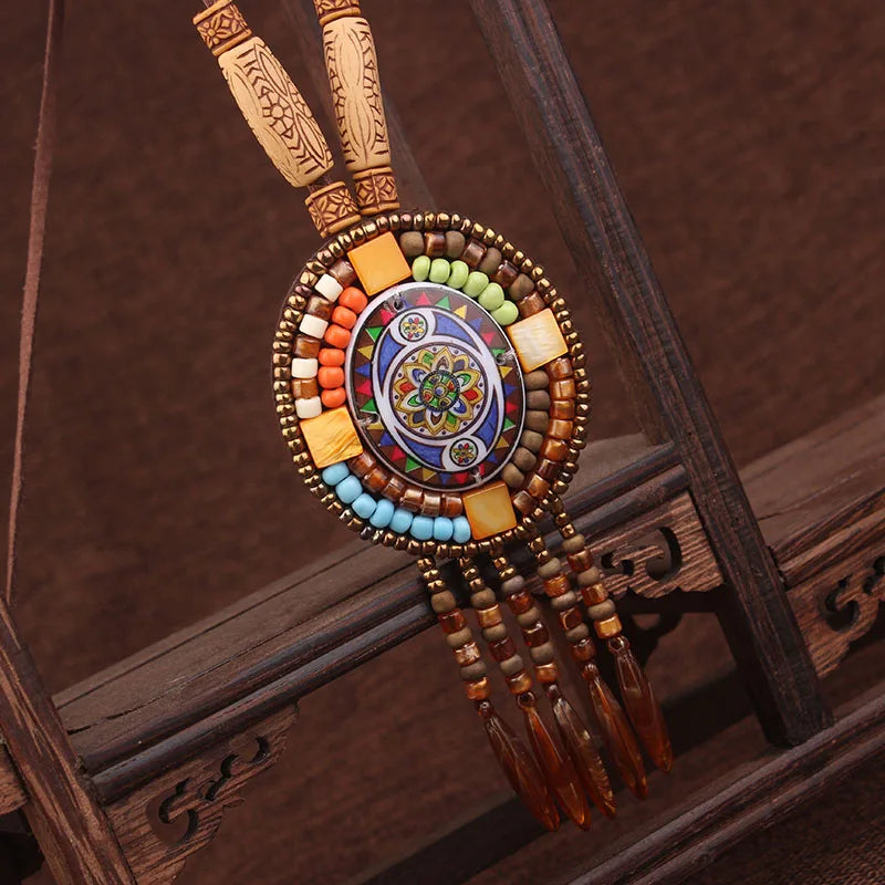 Handmade Beaded Leather Boho Necklaces