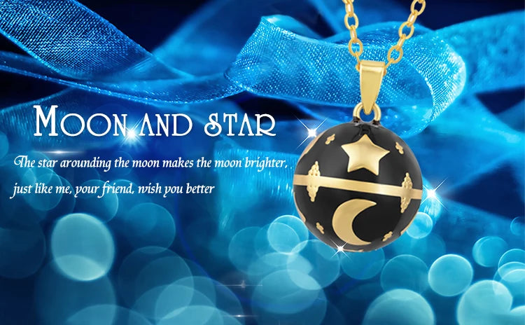 The Moon and The Stars Harmony Chime Ball Mexican Bola Necklace
