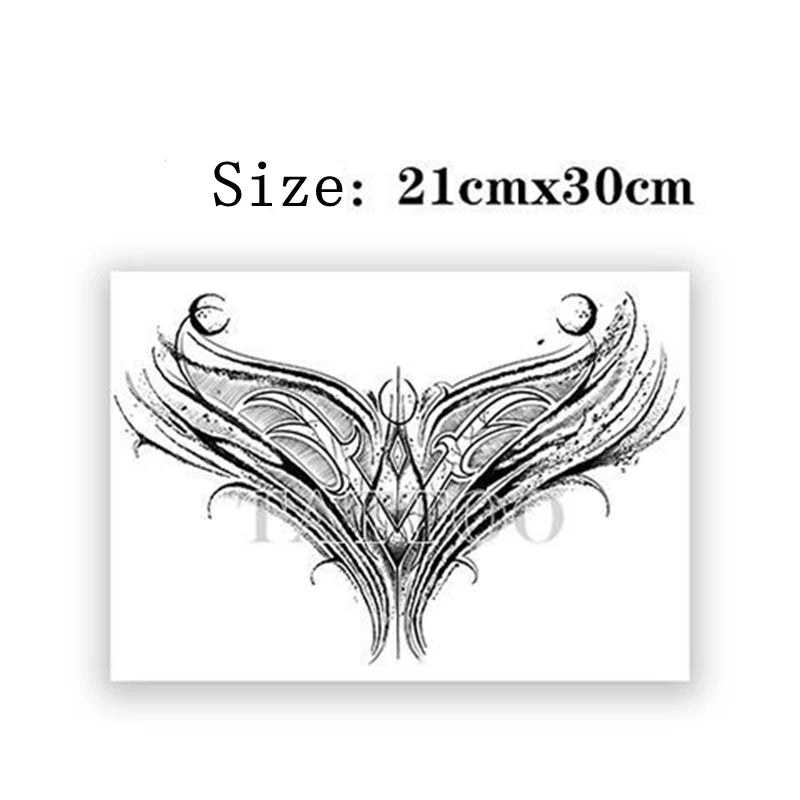 Dark Flower Collar Body Art Temporary Tattoo Chest Clavicle Tattoo Sticker