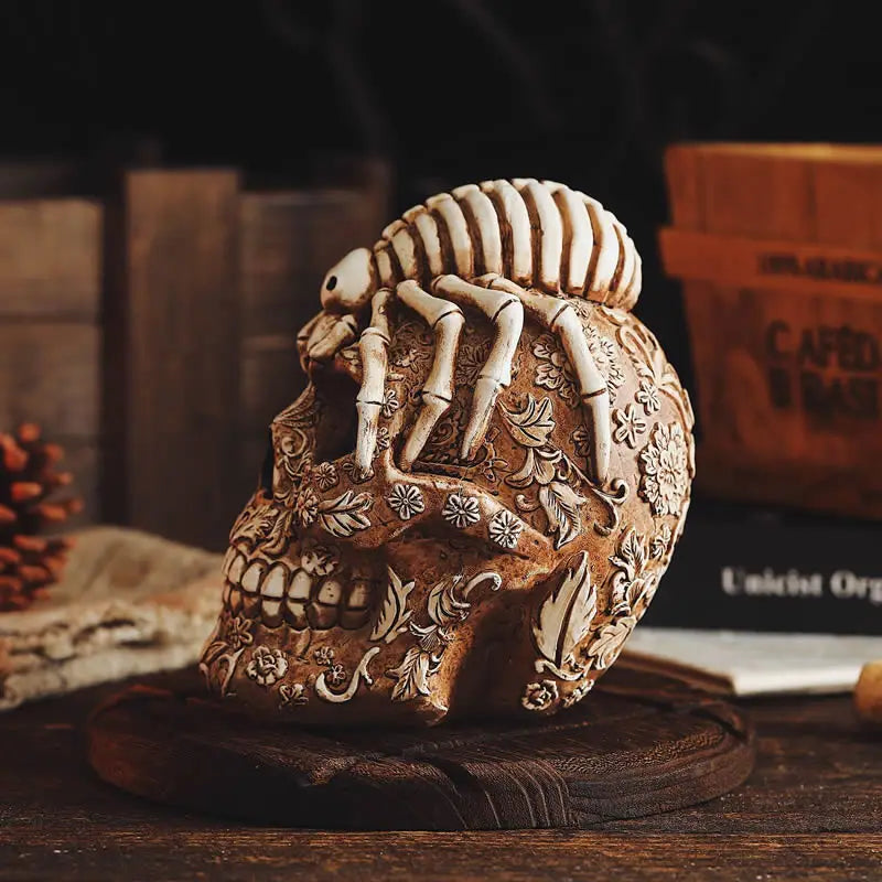 Skull And Spider Resin Statues Skeleton Dark Academia Home Office Desk Decor Halloween Party Decoration