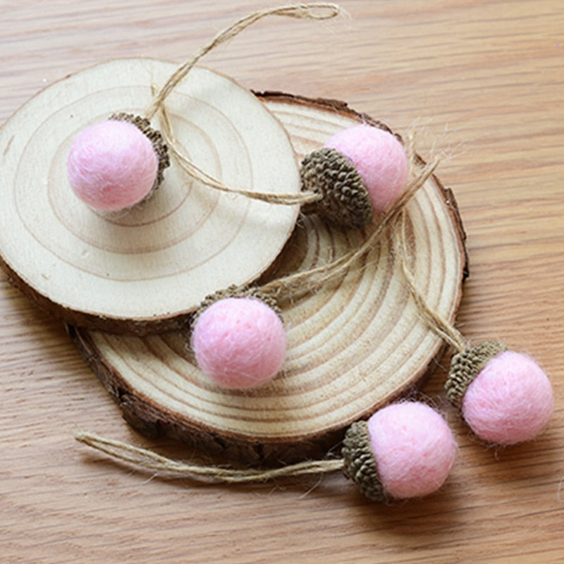 6pcs Acorn Xmas Tree Ornament Wool Felt Pine Cone
