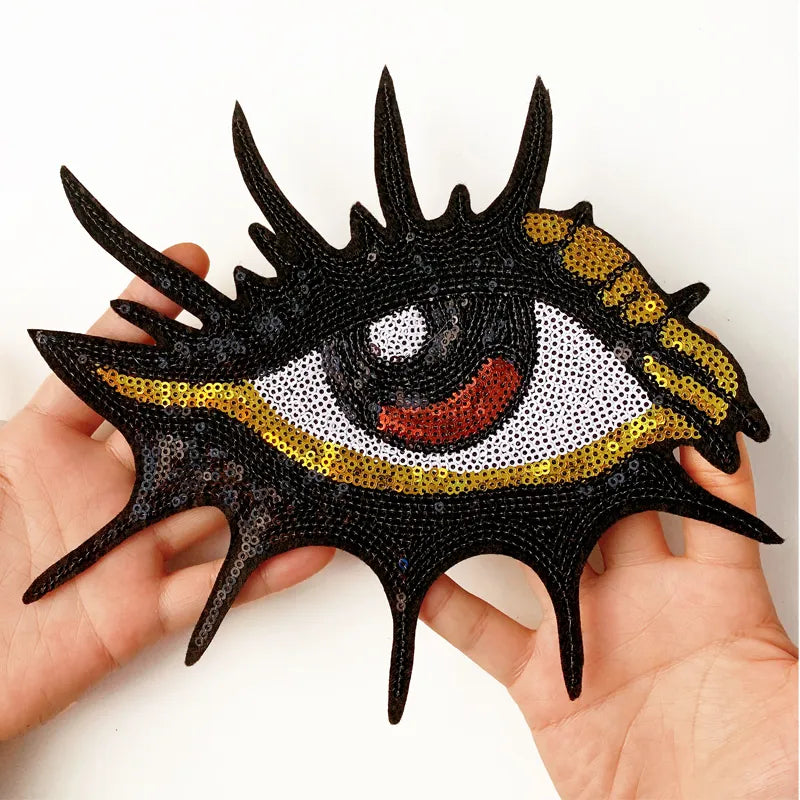 Appliqué Patches Sequins Eye Embroidery Patch Sewing Accessories Iron On Patches