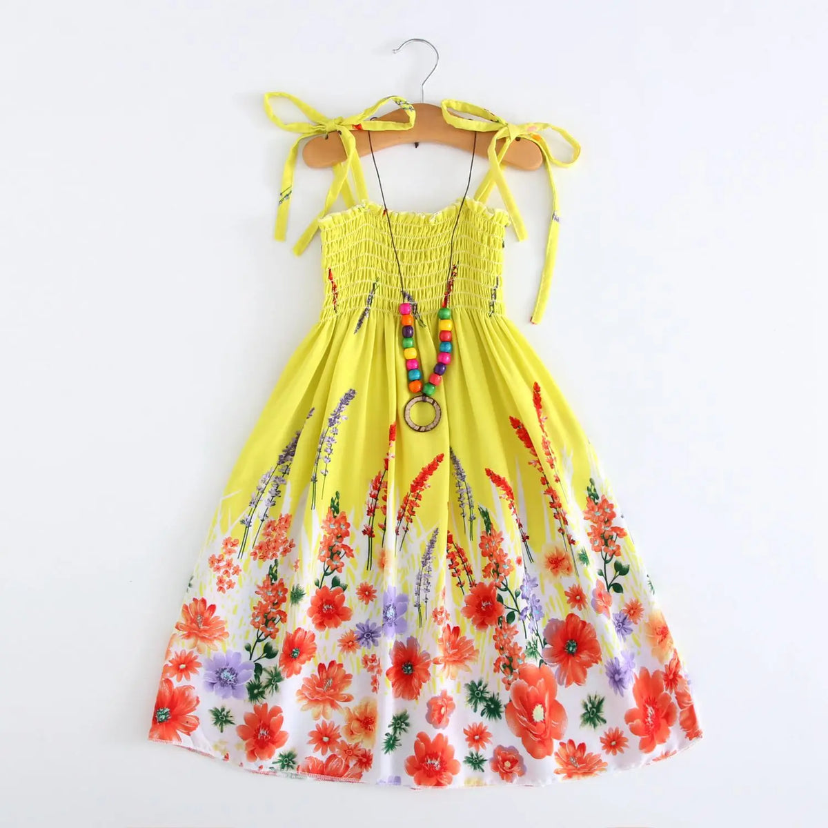 Summer Boho Girls Beach Dress 2 - 12 Years With Necklace Gift