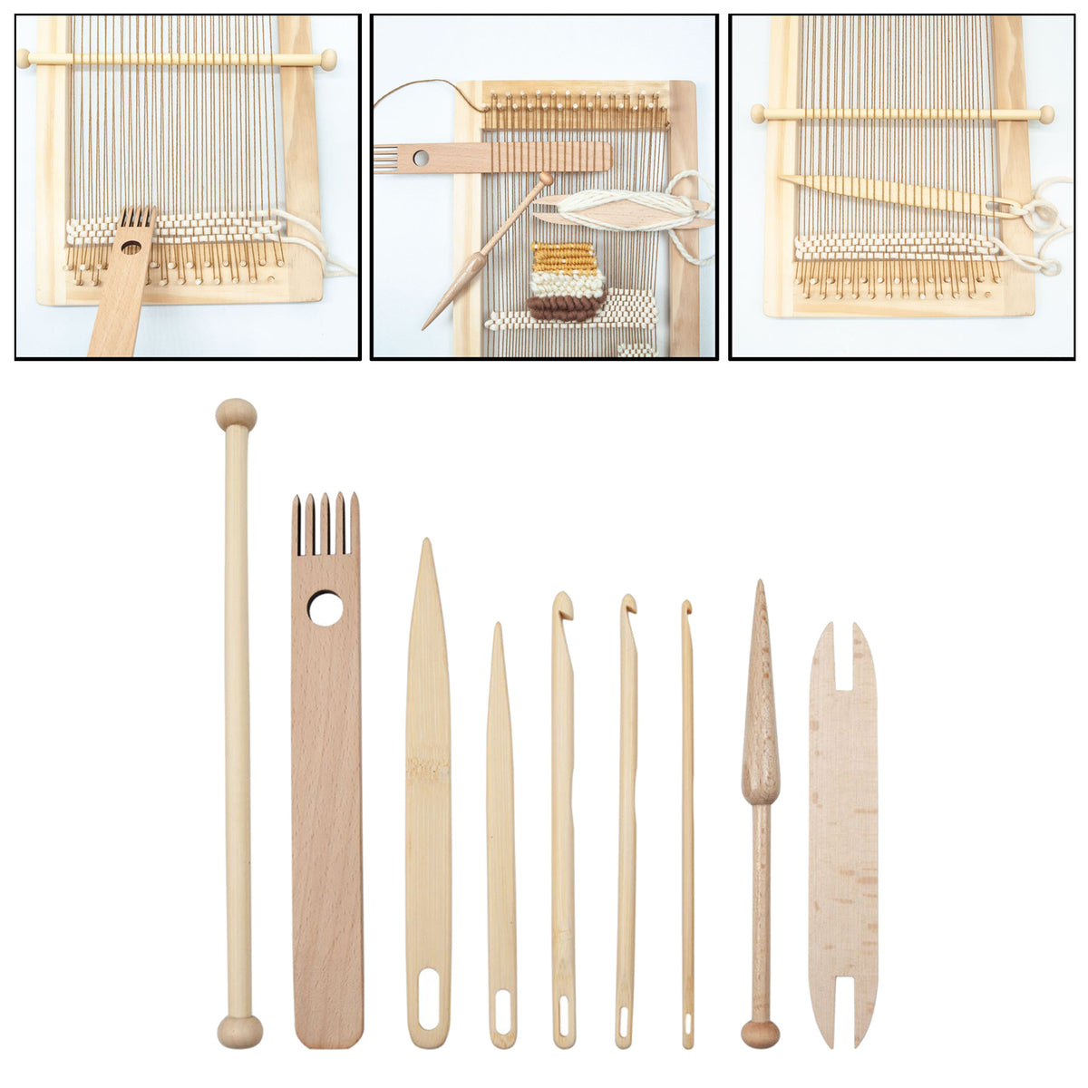 9Pcs/Set Weaving Loom Wood Tools Weaving Shuttle Crochet Needle Hand Loom Stick DIY Craft Tools