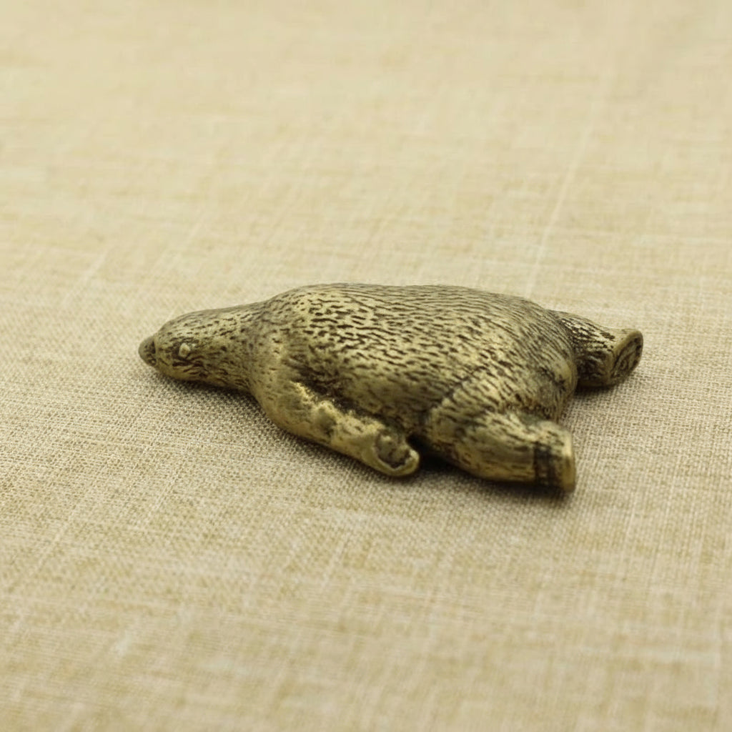 Pure Bronze Copper Polar Bear Ornament Miniatures Desk Figurine Tea Pet