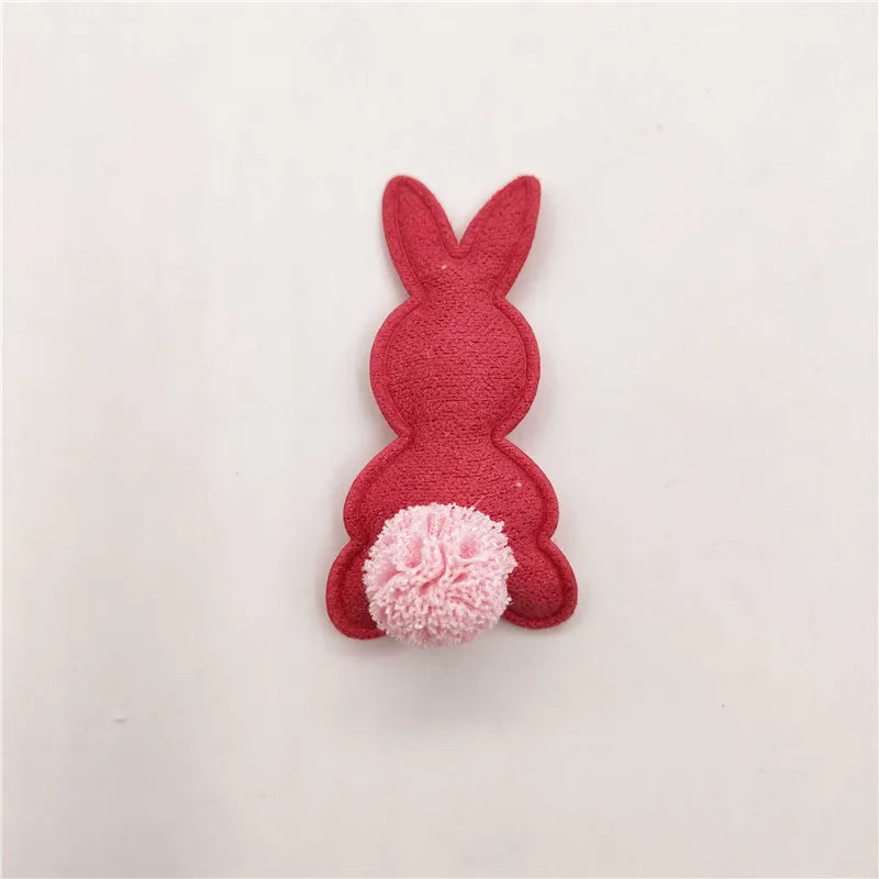 20pcs/lot Felt Rabbit Shapes with Fluffy Tails Padded Appliqués DIY Crafts 2.8*5cm