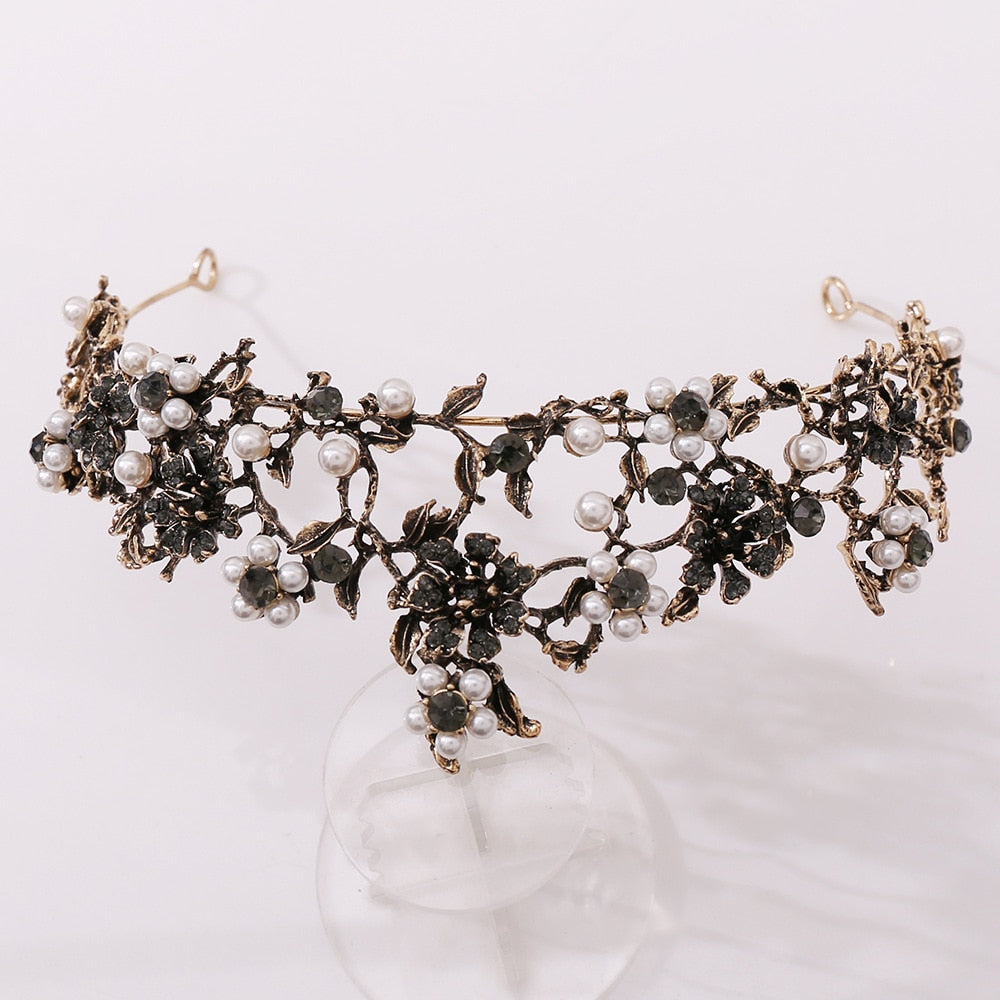 Duchess Delilah Baroque Crystal Pearls Tiaras