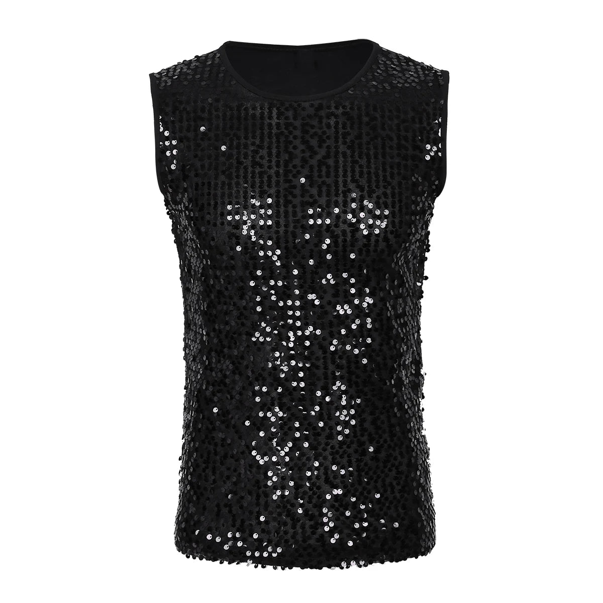 Mens Sequinned Tank Tops Festival Rave Party Clubwear