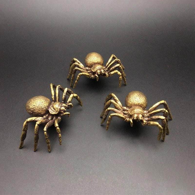 Copper Funnel Web Spider Figurine Tea Pet