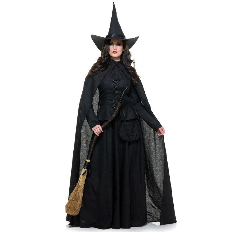 Evil Witch Queen Halloween Costume Medieval Gothic Enchantress Cosplay