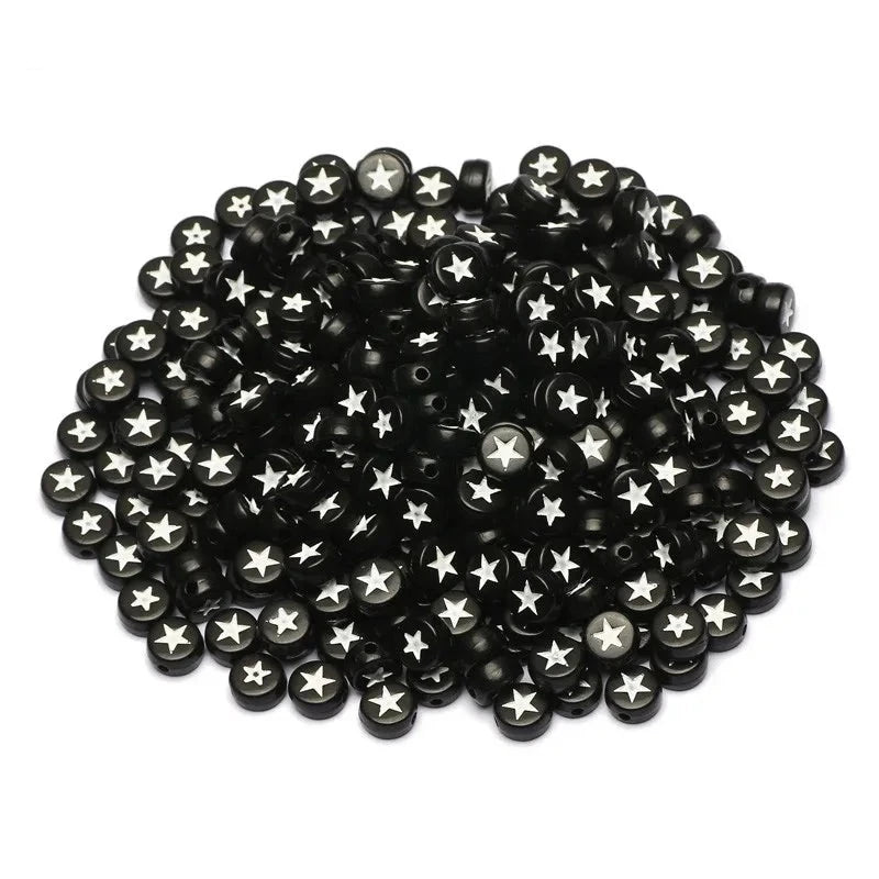 Friendship Bracelet Stars and Letters Acrylic Beads Round Spacer Beads For DIY Jewellery Making
