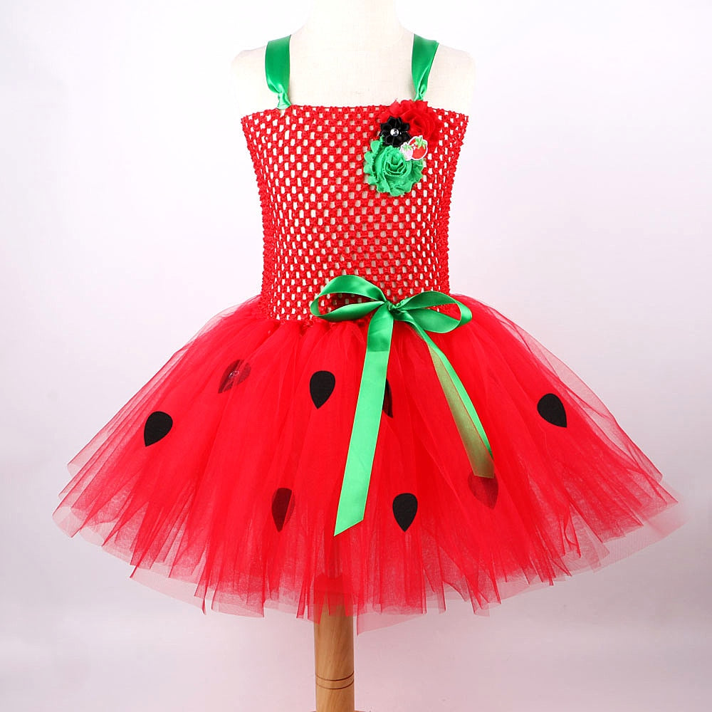 Red Sweet Strawberry Tutu Dress Halloween Costumes