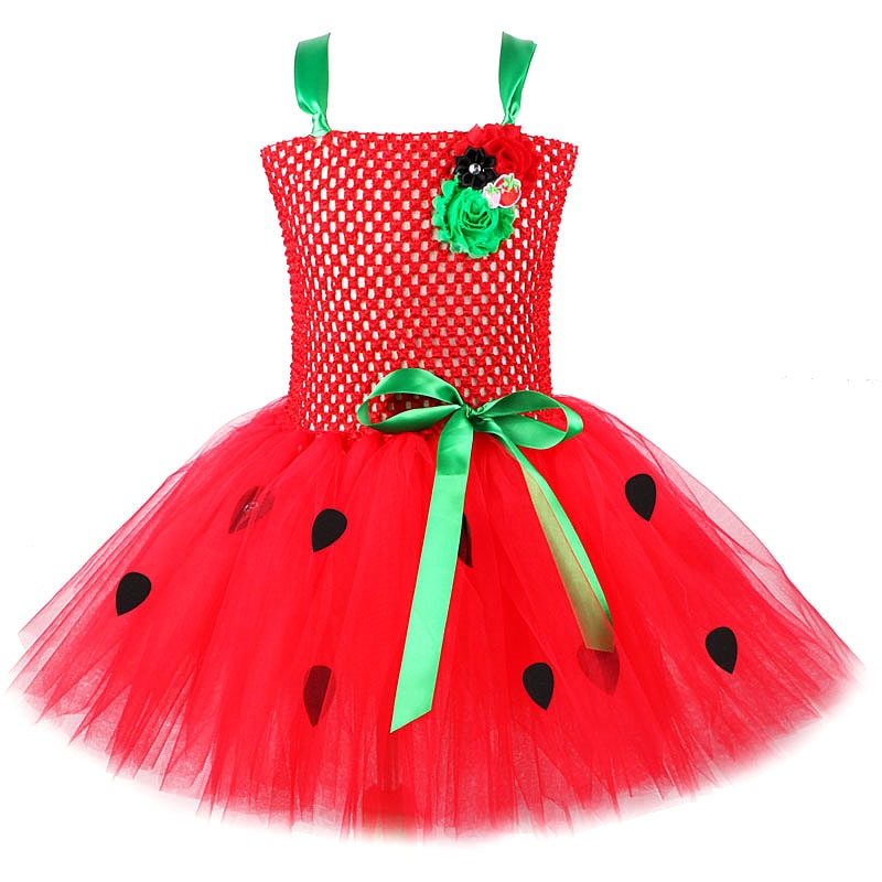 Red Sweet Strawberry Tutu Dress Halloween Costumes