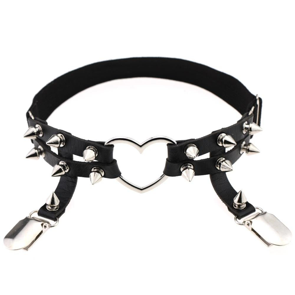 Studded Heart Thigh Garter